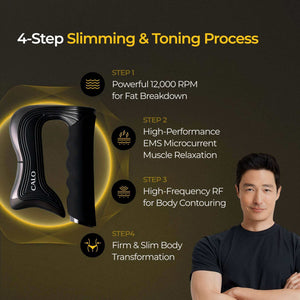 CALO EMS Slim Maker Pro + CALO Spicule Body Shot Body Lotion - CALO EMS Slim Maker Pro - Target fat, tone muscles. High-frequency EMS device to support slimming and muscle activation. EMS technology for fat-burning & toning Stimulates muscles effectively